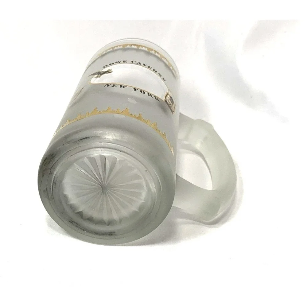Howe‎ Caverns New York Souvenir Beer Mug Frosted Glass Painted See Thru Window